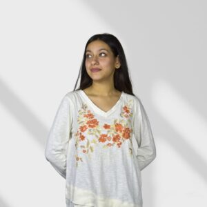 Floral Embroidered V-Neck Top